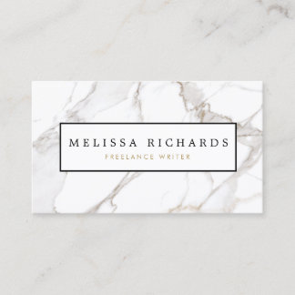 Professional Luxe Minimalist White Marble Business Card