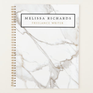 Professional Luxe Minimalist White Marble Planner