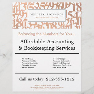 Professional Luxe Rose Gold Numbers Accountant Flyer