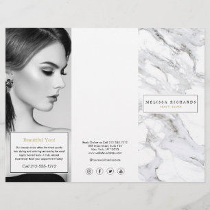Professional Luxe White Marble Tri-Fold Brochure