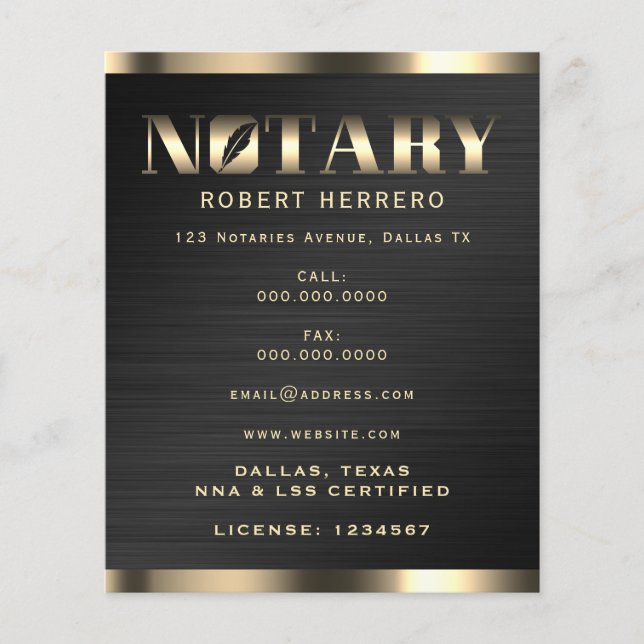 Professional luxurious faux metallic notary  flyer (Front)