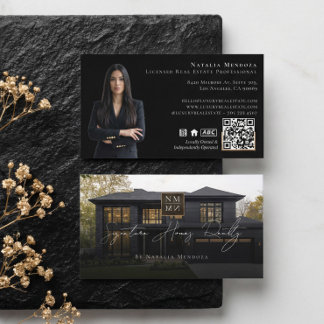 Professional Luxury Black Real Estate Agent Photo  Business Card