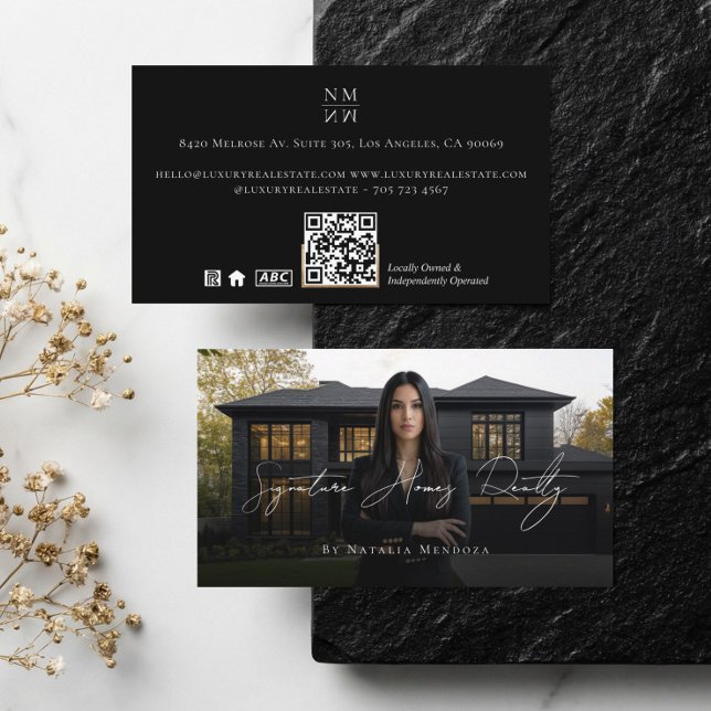 Professional Luxury Black Real Estate Agent Photo  Business Card (Professional Luxury Black Real Estate Agent Photo Business Card)