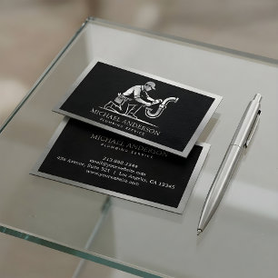 Professional Luxury Black Silver Plumbing Service Business Card
