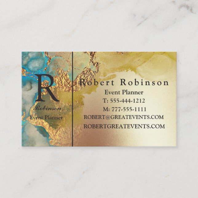 Professional Luxury Custom Blue Gold Business Card (Front)
