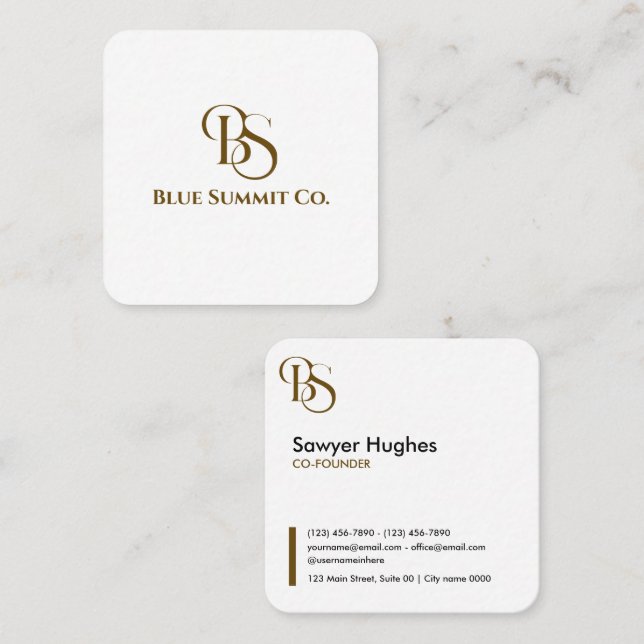 Professional Luxury Elegant Square Blue Summit  Square Business Card (Front/Back)