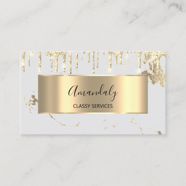 Professional Luxury Gold Royal Marble Grey Business Card (Front)