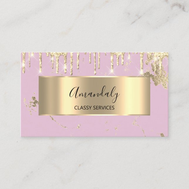 Professional Luxury Gold Royal Marble Pink Lilac Business Card (Front)