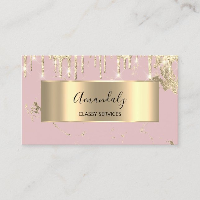 Professional Luxury Gold Royal Marble Pink Rose Business Card (Front)