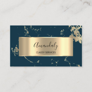 Professional Luxury Gold Royal Marble Teal VIP Business Card