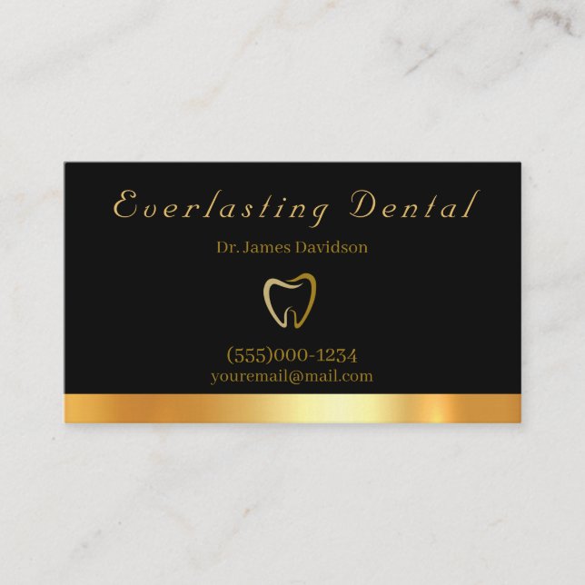 Professional Luxury Gold Tooth Dentist Business Card (Front)