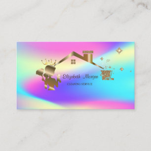 Professional Maid Cleaning House Colourful  Business Card