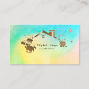Professional Maid Cleaning House Green Business Card