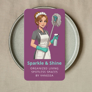 Professional Maid House Cleaning Housekeeping Business Card