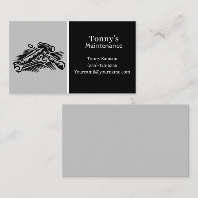 Professional Maintenance And Carpenter With Tools  Business Card (Front/Back)