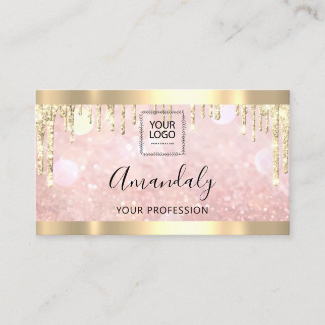 Professional Makeup Aesthetician Lash QR Logo Drip Business Card (Front)