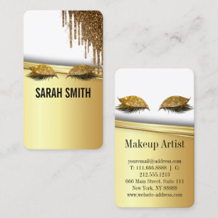 Professional makeup artist and eyelash expert gold business card