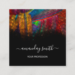 Professional Makeup Artist Artwork Abstract Black Square Business Card