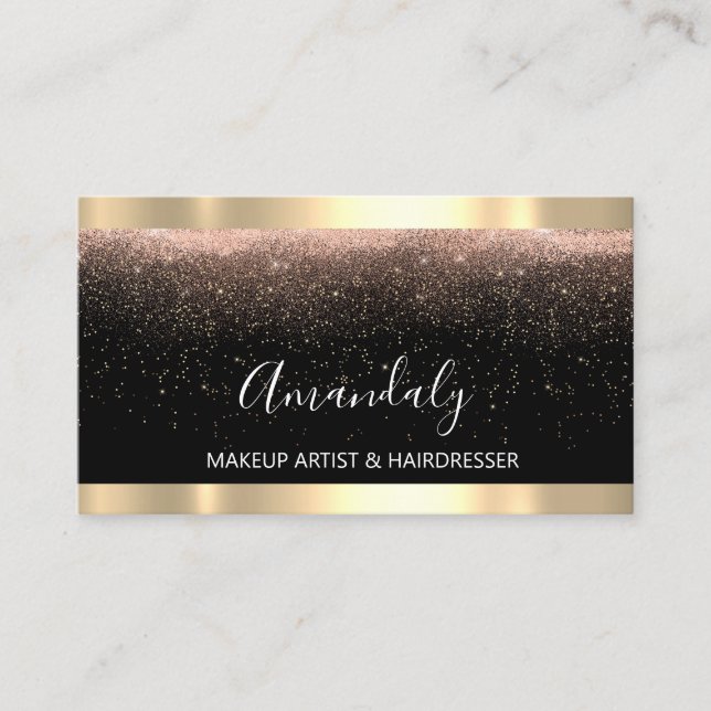 Professional Makeup Artist Beauty Blogger Rose Gol Business Card (Front)