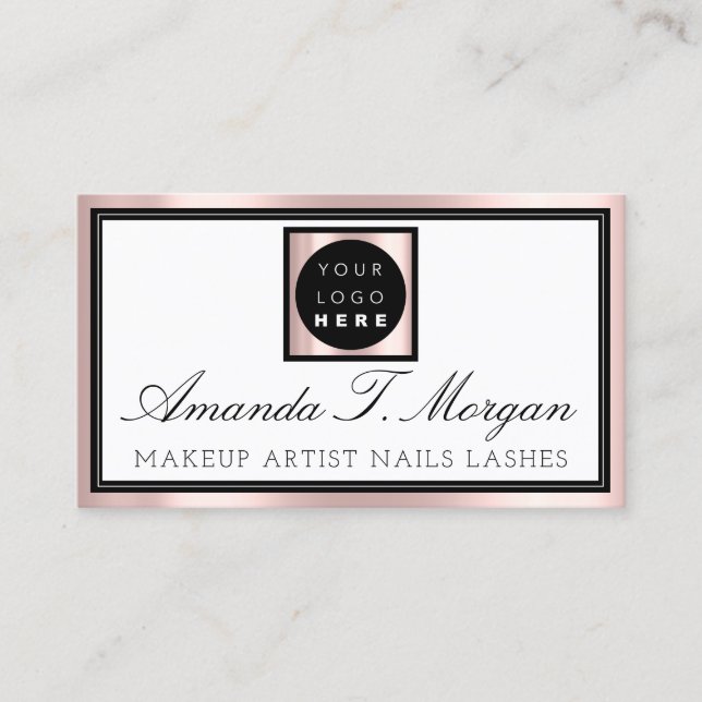 Professional Makeup Artist Blog Eyelash Rose Logo Business Card (Front)