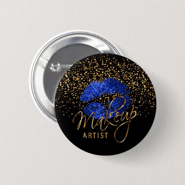 Professional Makeup Artist - Blue Lips 6 Cm Round Badge (Front & Back)