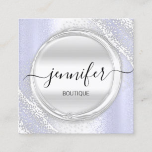 Professional Makeup Artist Blue Silver Grey Logo Square Business Card
