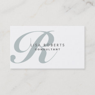 Professional Makeup Artist Elegant Monogram White Business Card