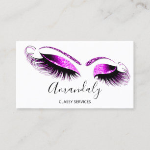 Professional Makeup Artist Eyelash Extension Pink Business Card