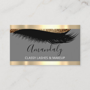 Professional Makeup Artist Eyelash Gold White Grey Business Card
