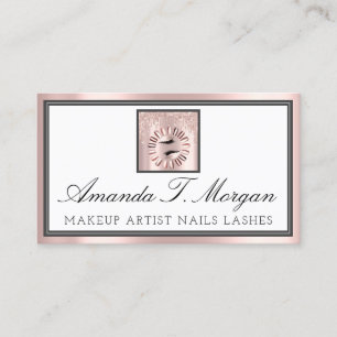 Professional Makeup Artist Eyelash Rose Pink Nail Business Card