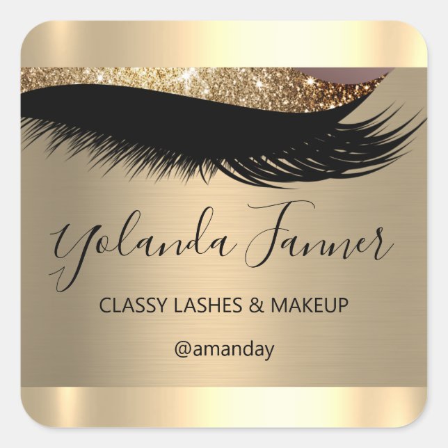 Professional Makeup Artist Eyelash Unique Sepia Square Sticker (Front)