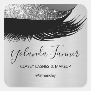 Professional Makeup Artist Eyelash Unique Silver S Square Sticker