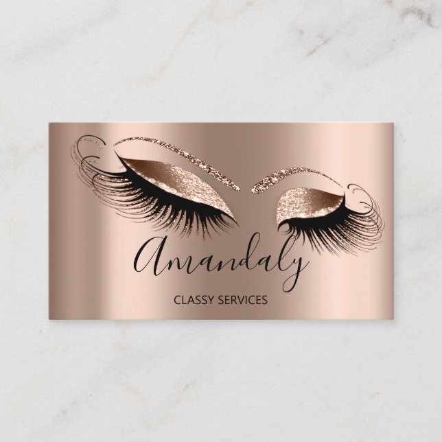 Professional Makeup Artist Eyelashes Rose Blush Business Card (Front)