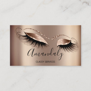 Professional Makeup Artist Eyelashes Rose Gold Business Card