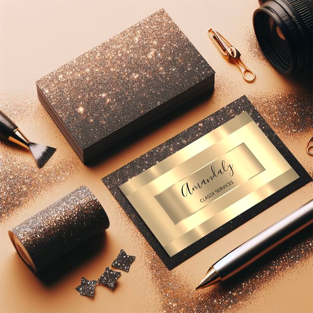 Professional Makeup Artist Gold Monochromatic Business Card (Professional Makeup Artist Gold Monochromatic Business Card)