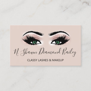Professional Makeup Artist Green Eyelash Gold VIP Business Card