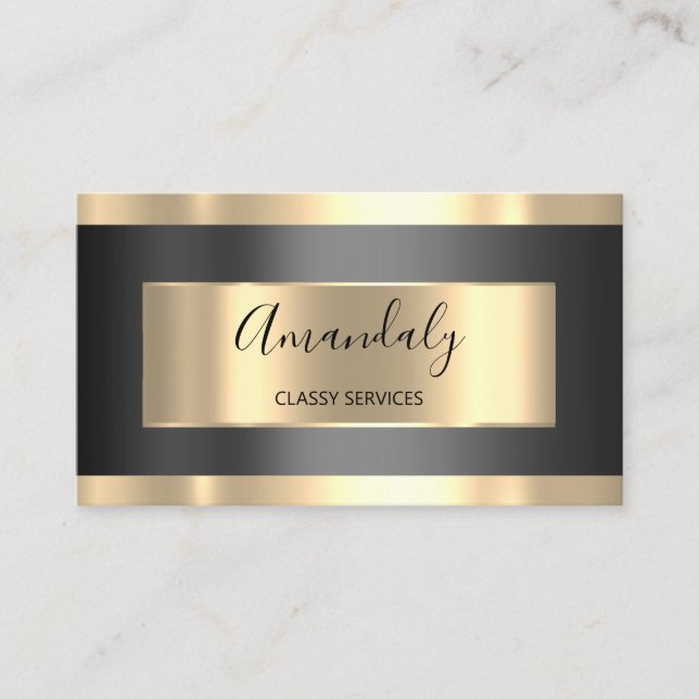 Professional Makeup Artist Grey Black Gold Lashes Business Card (Front)