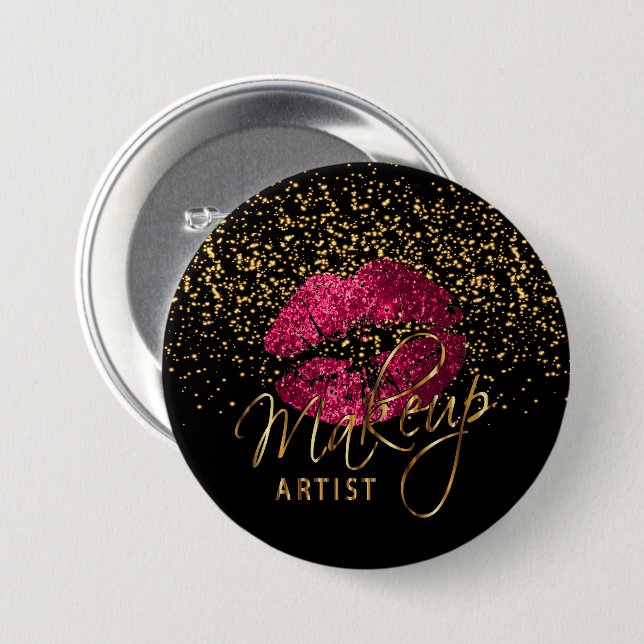 Professional Makeup Artist - Hot Pink Lips 7.5 Cm Round Badge (Front & Back)