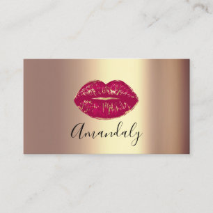 Professional Makeup Artist Kiss Lips Golden Red Business Card
