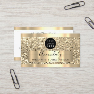 Professional Makeup Artist Lash Custom Logo Gold Business Card