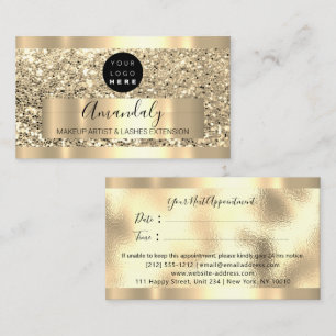 Professional Makeup Artist Lash Custom Logo Gold V Business Card