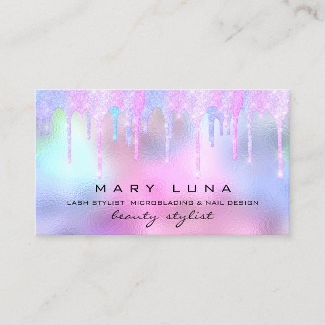 Professional Makeup Artist Lash Holograph Fuchsia Business Card (Front)