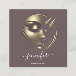 Professional Makeup Artist Lashes Logo QR Blush Square Business Card