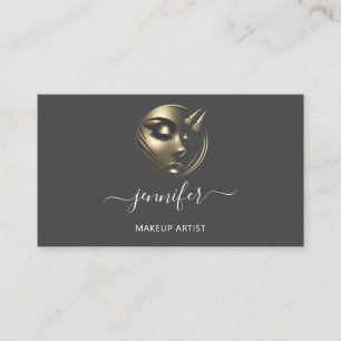 Professional Makeup Artist Lashes Logo QR Code Gra Business Card