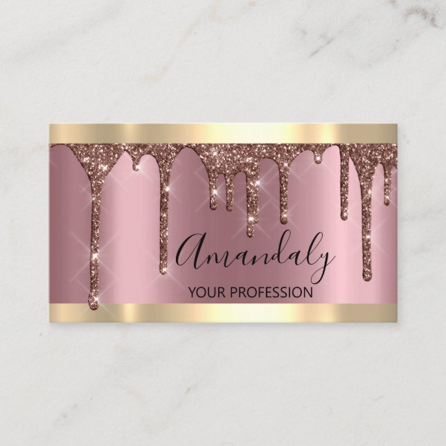 Professional Makeup Artist Lashes Rose Gold Modern Business Card (Front)