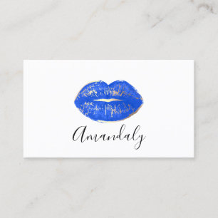 Professional Makeup Artist Lips Blue Gold White Business Card