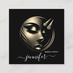 Professional Makeup Artist Logo Black White QR Square Business Card