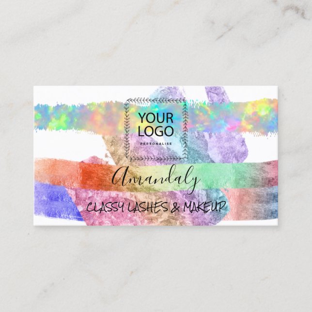 Professional Makeup Artist Logo Paint Holograph Business Card (Front)