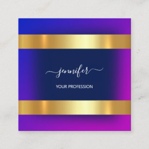 Professional Makeup Artist Modern Blue Pink Gold Square Business Card