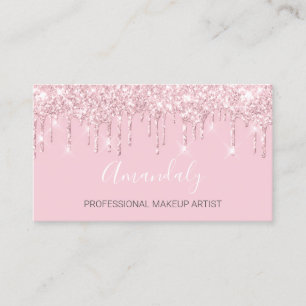 Professional Makeup Artist Modern Pink Drips VIP Business Card